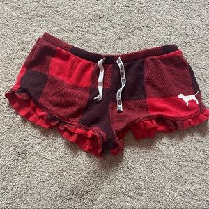 PINK victoria’s secret plaid pj booty shorts